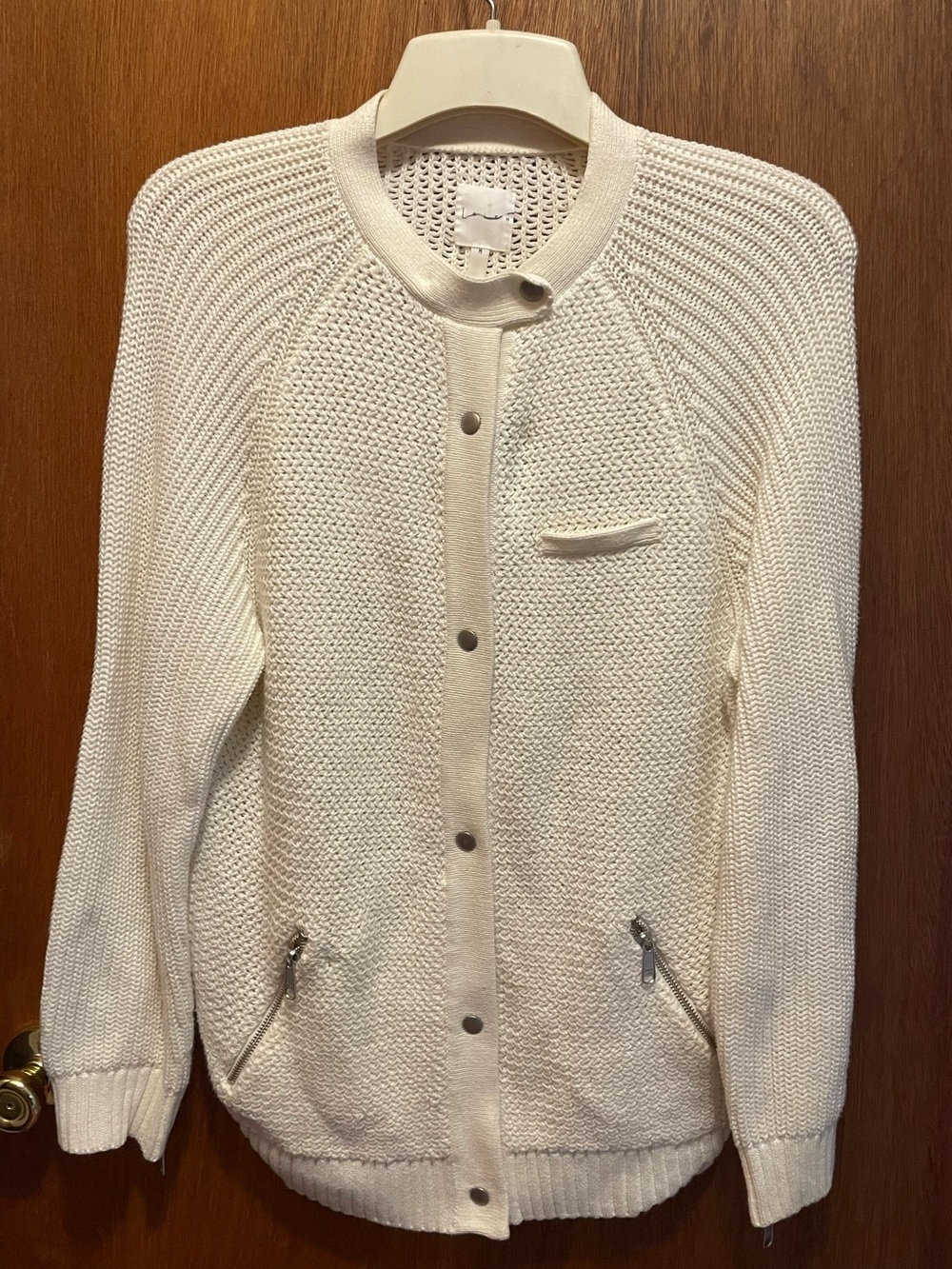 Women's Cream Knit Button-Front Cardigan Sweater
